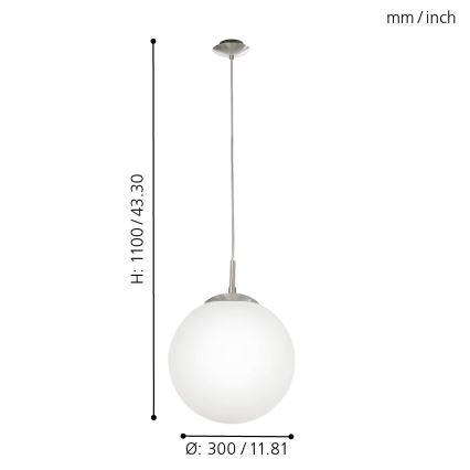 EGLO - Suspension filaire 1xE27/60W/230V d. 30 cm blanc