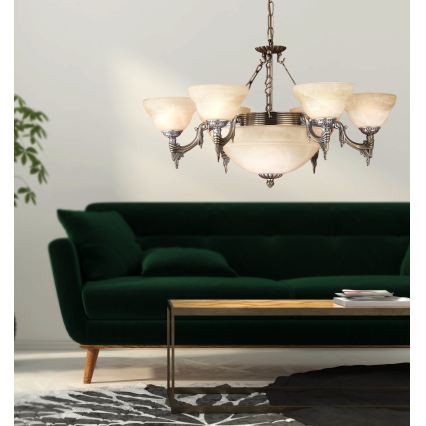 Eglo - Lustre sur chaîne 9xE14/60W Verre albâtre