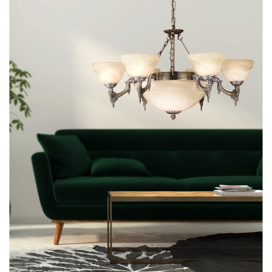 Eglo - Lustre sur chaîne 9xE14/60W Verre albâtre