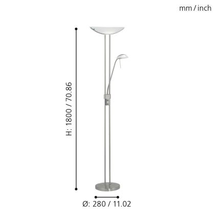 EGLO - Lampadaire à intensité variable 1xR7s/230W+1xG9/33W chrome mat