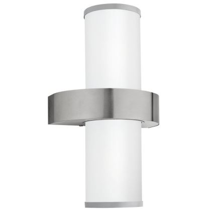 Eglo - Applique murale extérieure 2xE27/60W argent / blanc IP44