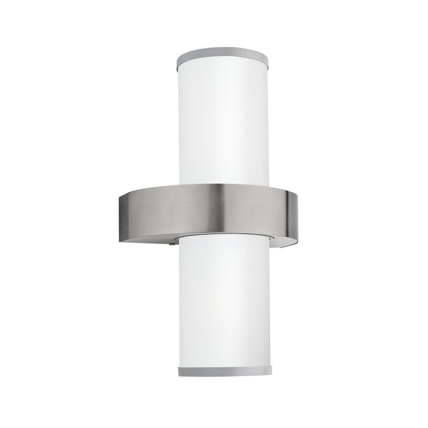 Eglo - Applique murale extérieure 2xE27/60W argent / blanc IP44