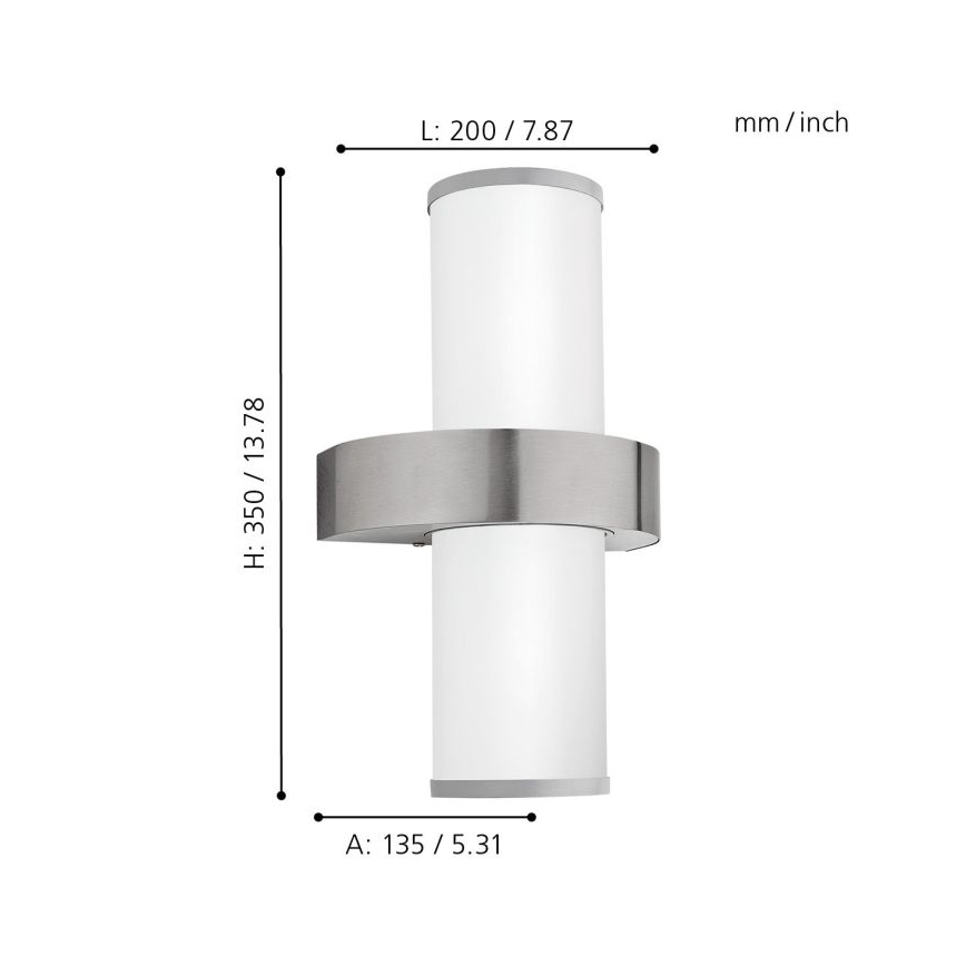 Eglo - Applique murale extérieure 2xE27/60W argent / blanc IP44