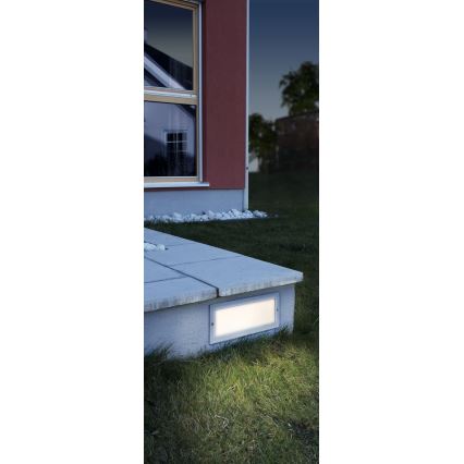 EGLO 88008 - Luminaire encastré d'extérieur ZIMBA 1xE27/60W argenté/blanc IP44