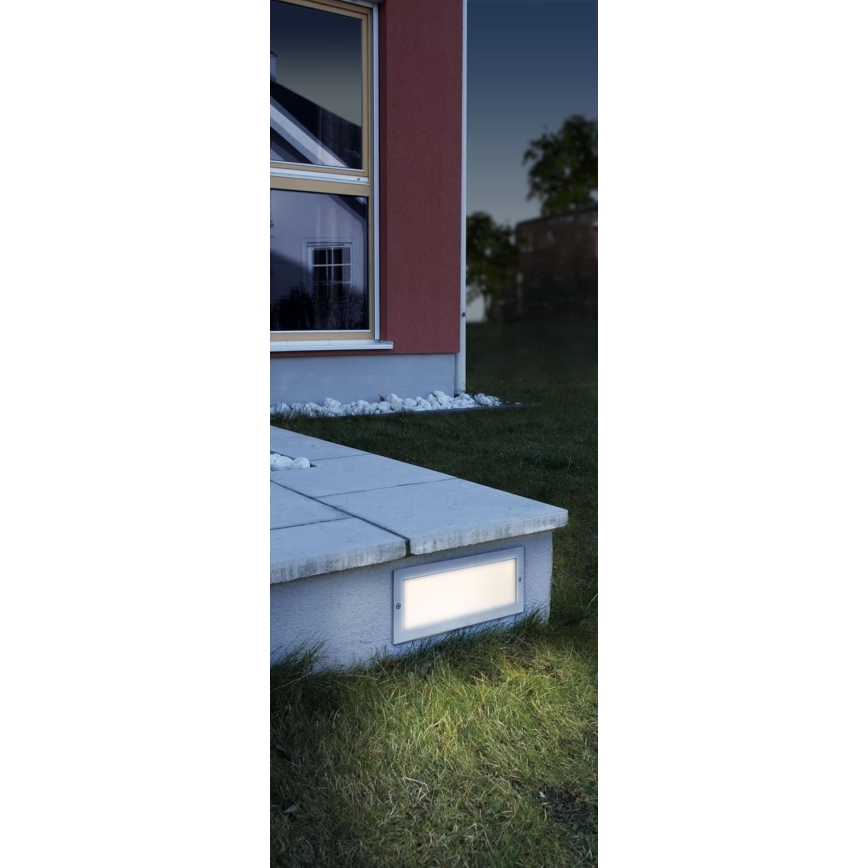 EGLO 88008 - Luminaire encastré d'extérieur ZIMBA 1xE27/60W argenté/blanc IP44