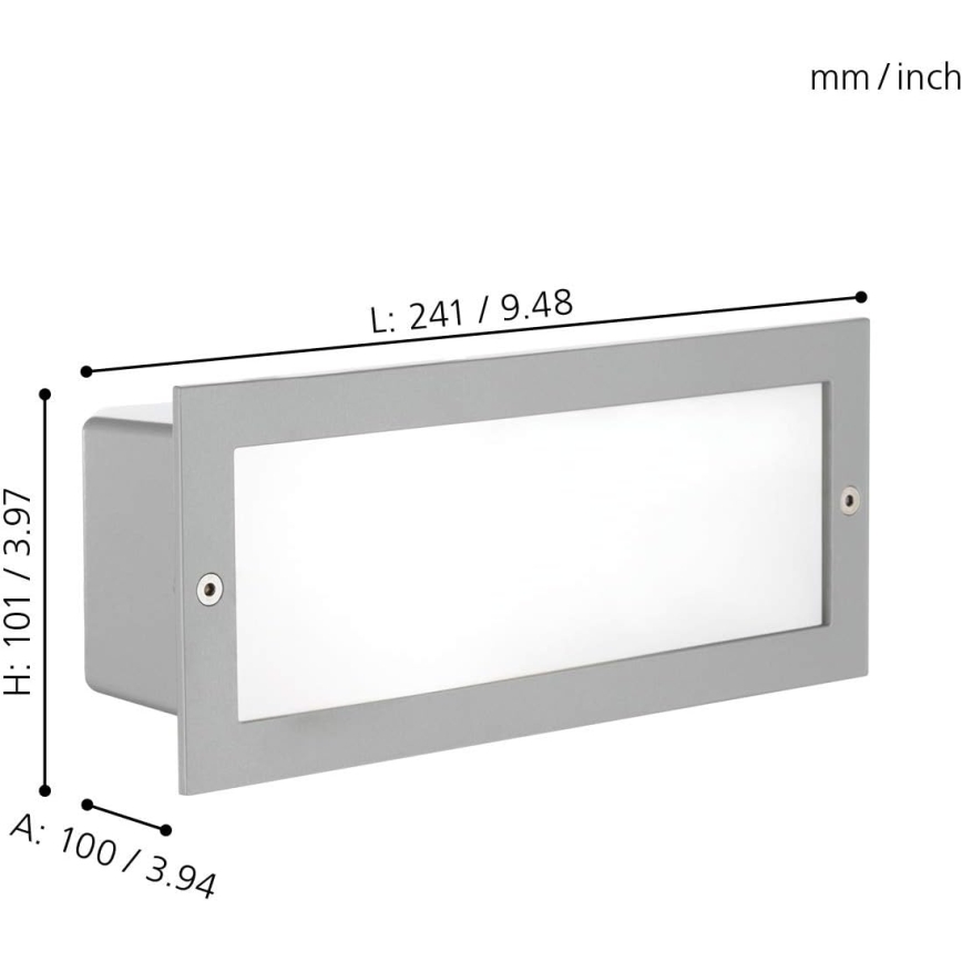 EGLO 88008 - Luminaire encastré d'extérieur ZIMBA 1xE27/60W argenté/blanc IP44