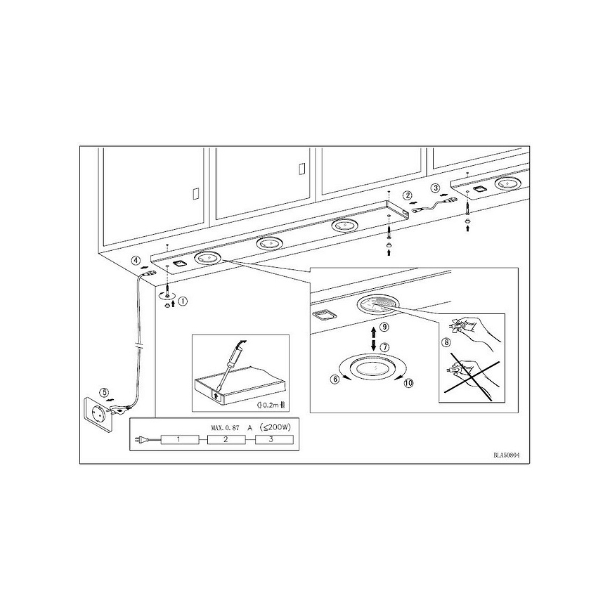 EGLO 89463 - Spot cuisine EXTEND 3 3xG4/20W