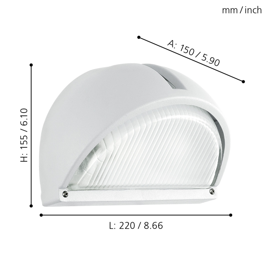 Eglo - Applique murale extérieure 1xE27/60W blanc IP44