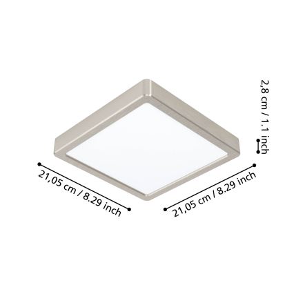 Eglo - Plafonnier LED dimmable pour salle de bains, 16,5 W, 230 V, IP44, compatible ZigBee, 21 x 21 cm