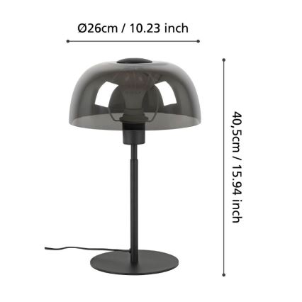 Eglo - Lampe de table 1xE27/40W/230V noir/gris