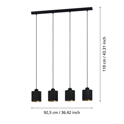 Eglo - Suspension filaire 4xE27/28W/230V