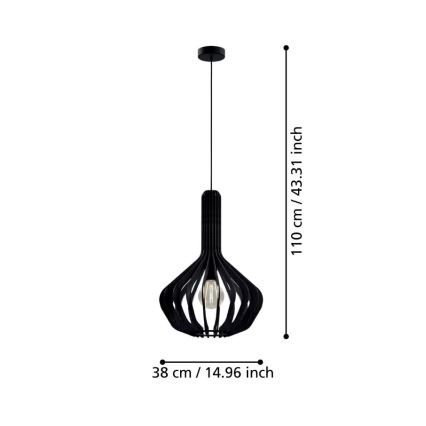 Eglo - Suspension filaire 1xE27/40W/230V diam. 38 cm noir