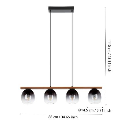 Eglo - Suspension filaire 4xE27/40W/230V