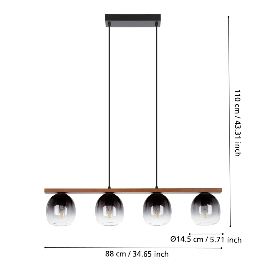 Eglo - Suspension filaire 4xE27/40W/230V