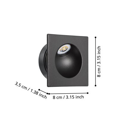 Eglo - Spot d'escalier LED/2W/230V 3000K noir