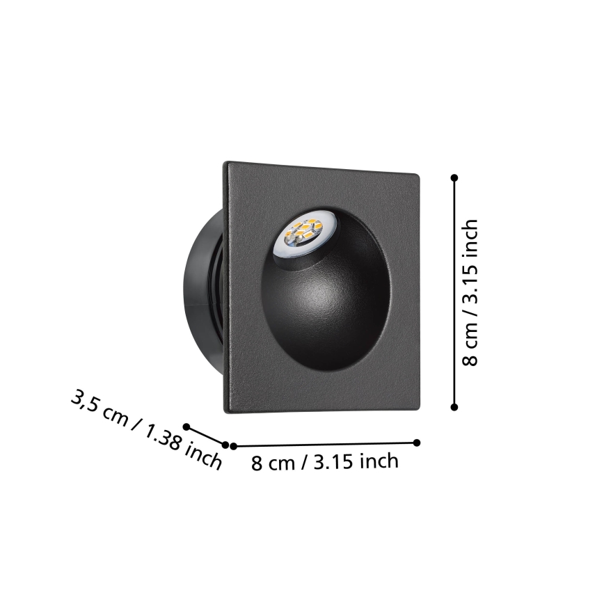 Eglo - Spot d'escalier LED/2W/230V 3000K noir