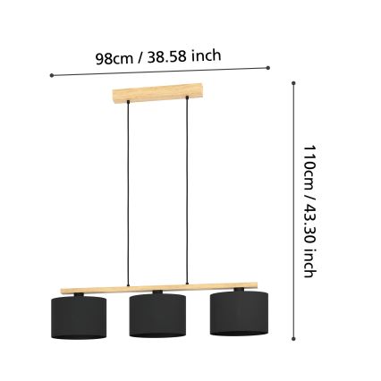 Eglo - Suspension filaire 3xE27/40W/230V