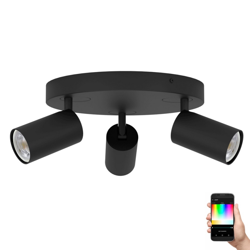 Eglo - Spot LED RGBW à intensité variable 3xGU10/4,9W/230V noir