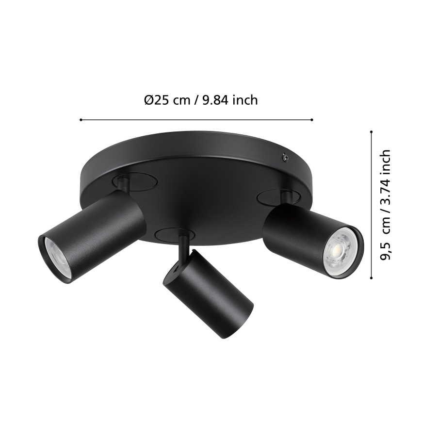 Eglo - Spot LED RGBW à intensité variable 3xGU10/4,9W/230V noir