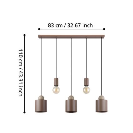 Eglo - Suspension filaire 5xE27/40W/230V