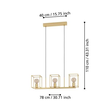 Eglo - Suspension filaire 3xE27/40W/230V