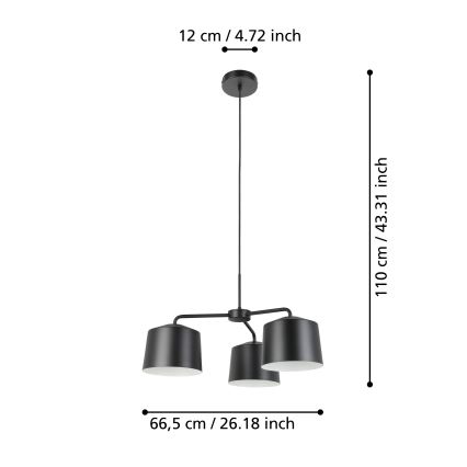 Eglo - Suspension filaire 3xE27/40W/230V