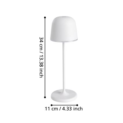 Eglo - Lampe d'extérieur rechargeable LED dimmable LED/2,2W/5V 1800 mAh gris IP54