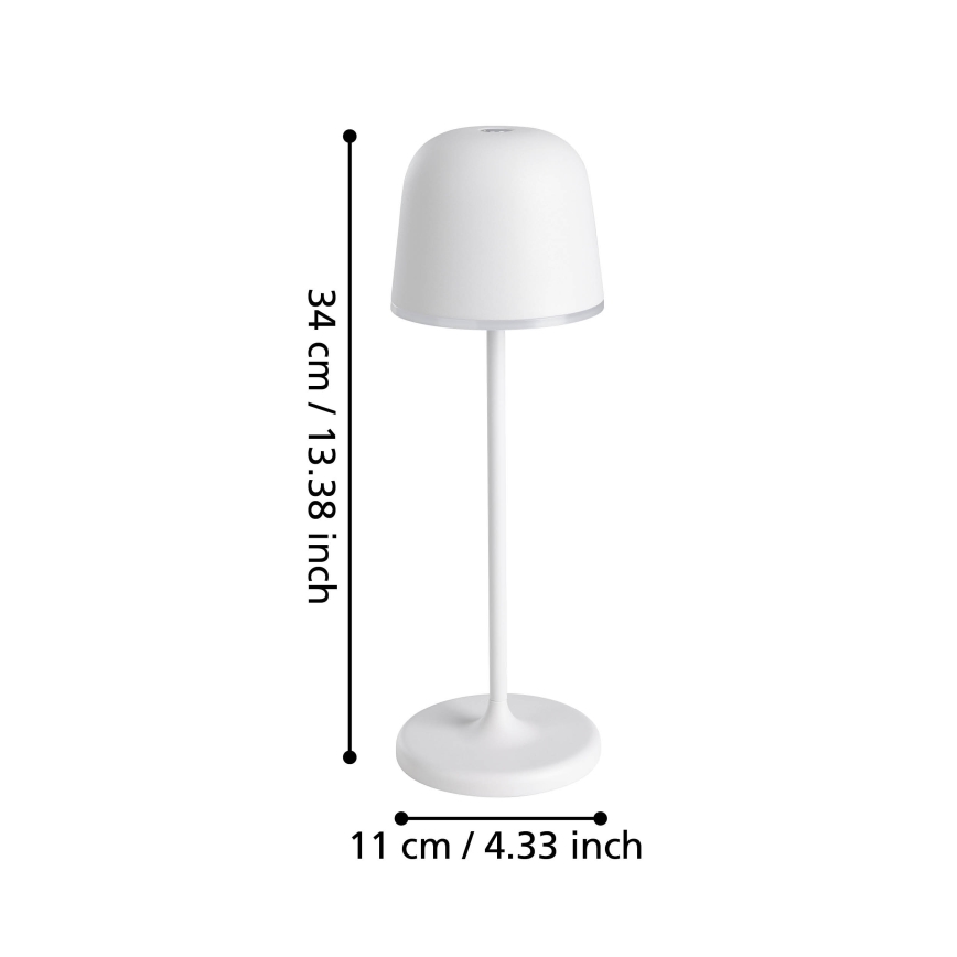 Eglo - Lampe d'extérieur rechargeable LED dimmable LED/2,2W/5V 1800 mAh gris IP54