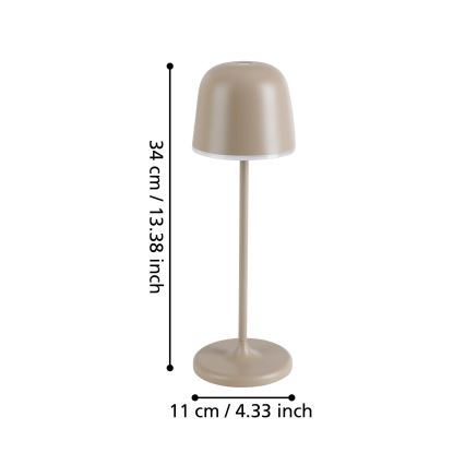 Eglo - Lampe d'extérieur à intensité variable rechargeable LED/2,2W/5V 1800 mAh beige IP54