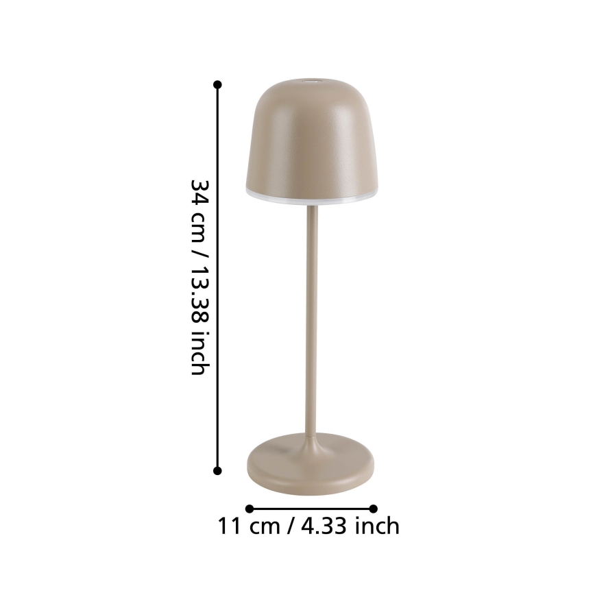 Eglo - Lampe d'extérieur à intensité variable rechargeable LED/2,2W/5V 1800 mAh beige IP54