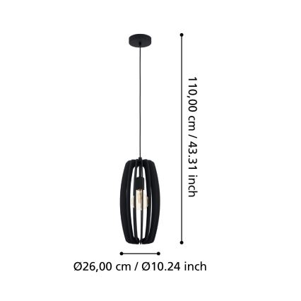 Eglo - Suspension filaire 1xE27/40W/230V noir