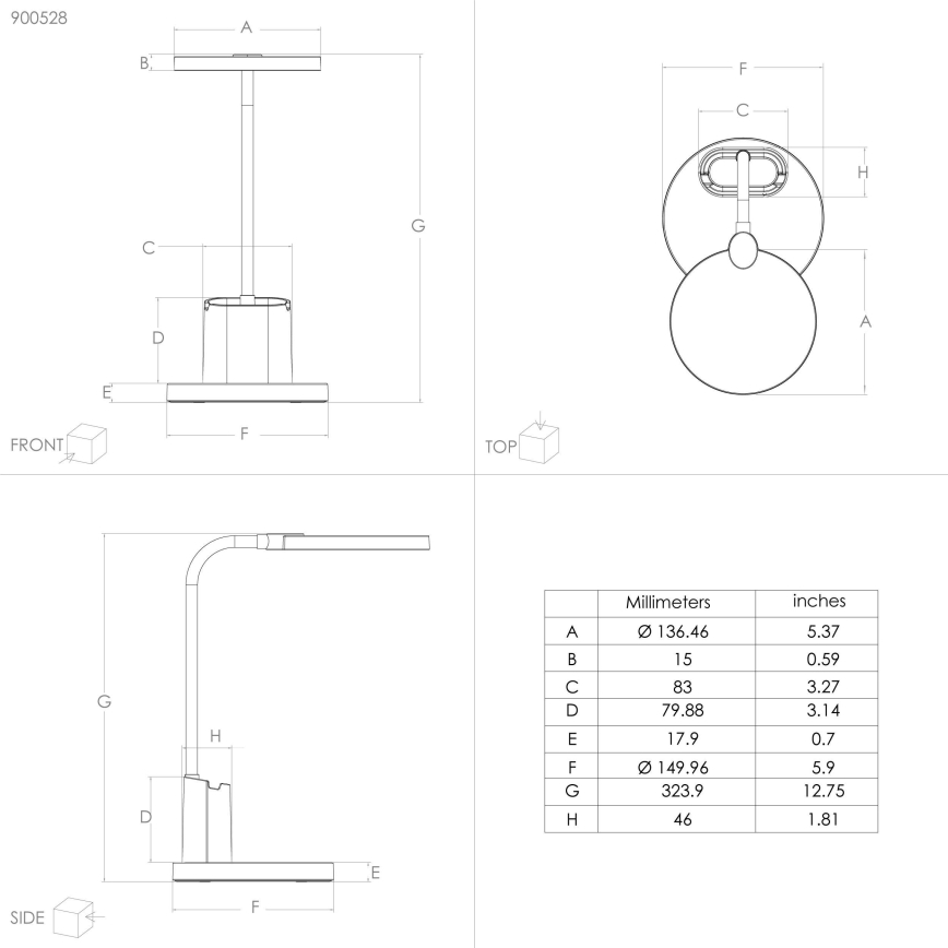 Eglo - Lampe de table à intensité variable LED/2,1W/5V 1500 mAh noir