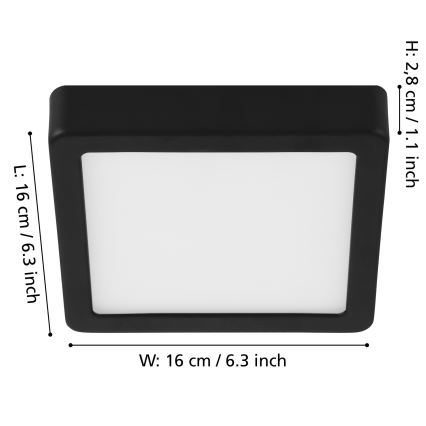 Eglo - Plafonnier LED dimmable LED/11W/230V noir 16x16 cm