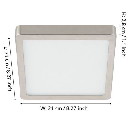 Eglo - Plafonnier LED dimmable LED/17W/230V chrome mat 21x21 cm