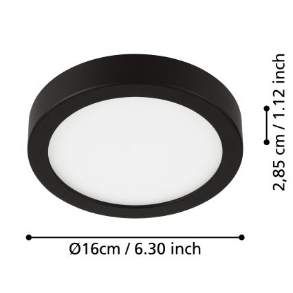 Eglo - Plafonnier LED pour salle de bains LED/11W/230V IP44 noir Ø 16 cm