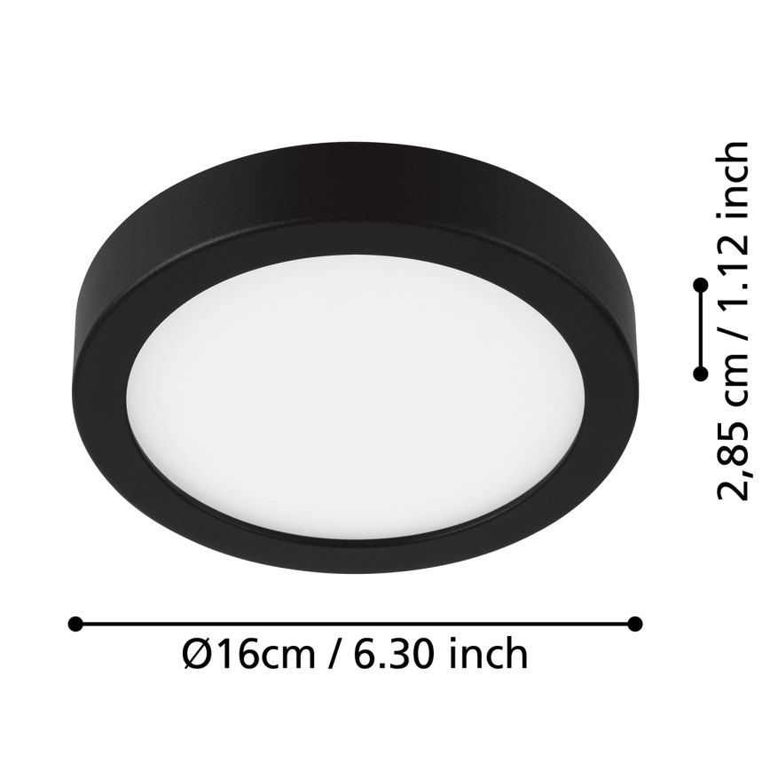 Eglo - Plafonnier LED pour salle de bains LED/11W/230V IP44 noir Ø 16 cm