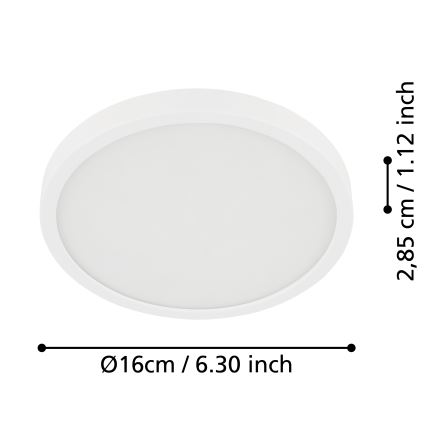 Eglo - Plafonnier LED pour salle de bains 11W/230V IP44 blanc Ø 16 cm