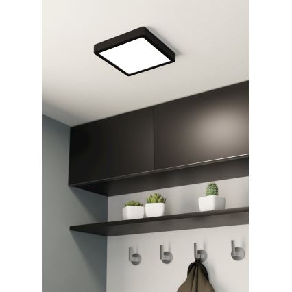 Eglo - Plafonnier LED pour salle de bains LED/17W/230V IP44 noir 21x21 cm
