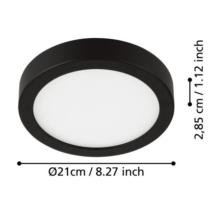 Eglo - Plafonnier LED pour salle de bains LED/17W/230V IP44 noir 21x21 cm