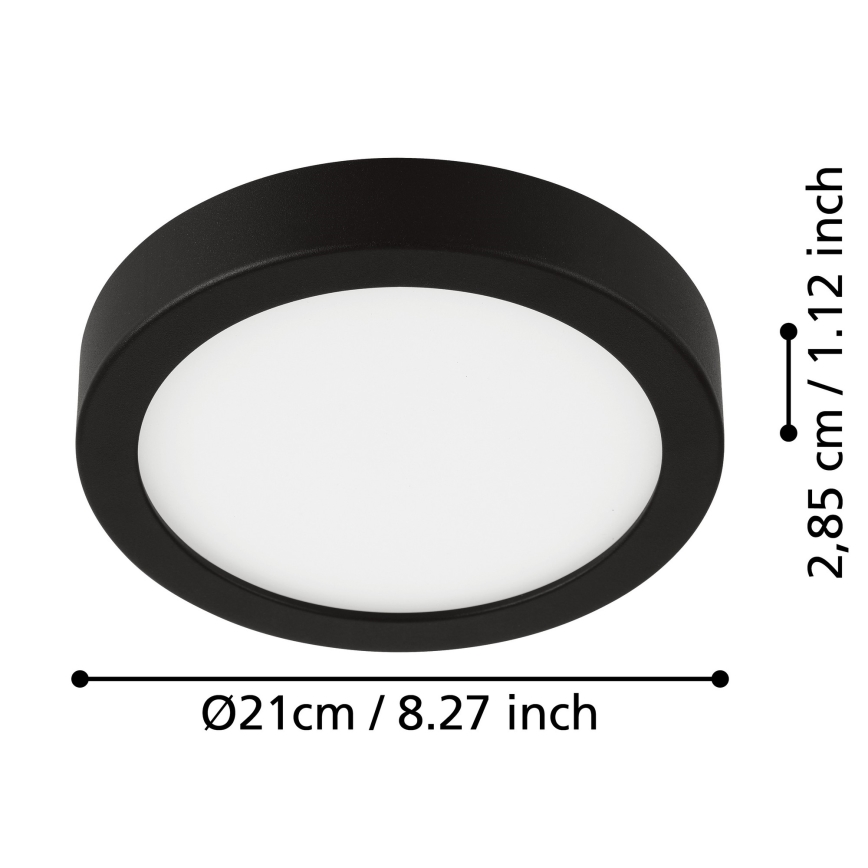 Eglo - Plafonnier LED pour salle de bains LED/17W/230V IP44 noir 21x21 cm