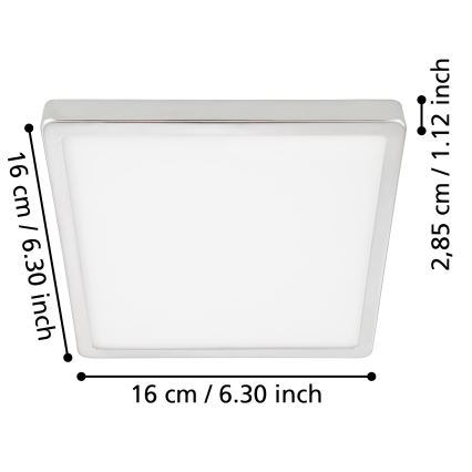Eglo - Plafonnier LED pour salle de bains LED/11W/230V IP44 chromé brillant 16x16 cm