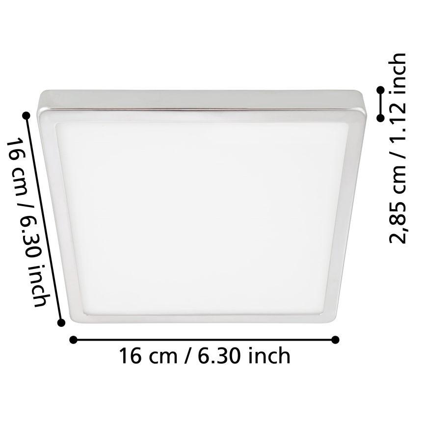 Eglo - Plafonnier LED pour salle de bains LED/11W/230V IP44 chromé brillant 16x16 cm