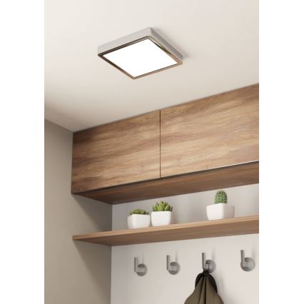 Eglo - Plafonnier LED pour salle de bains LED/17W/230V IP44 chrome brillant 21x21 cm
