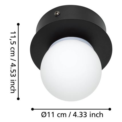 Eglo - Plafonnier salle de bain LED/3,3W/230V IP44 noir
