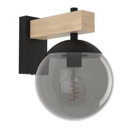 Eglo - Applique murale extérieure 1xE27/40W/230V noir/bois IP44