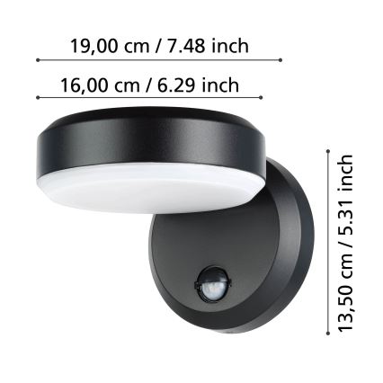 Eglo - Applique murale extérieure avec détecteur LED/10,8/230V IP44