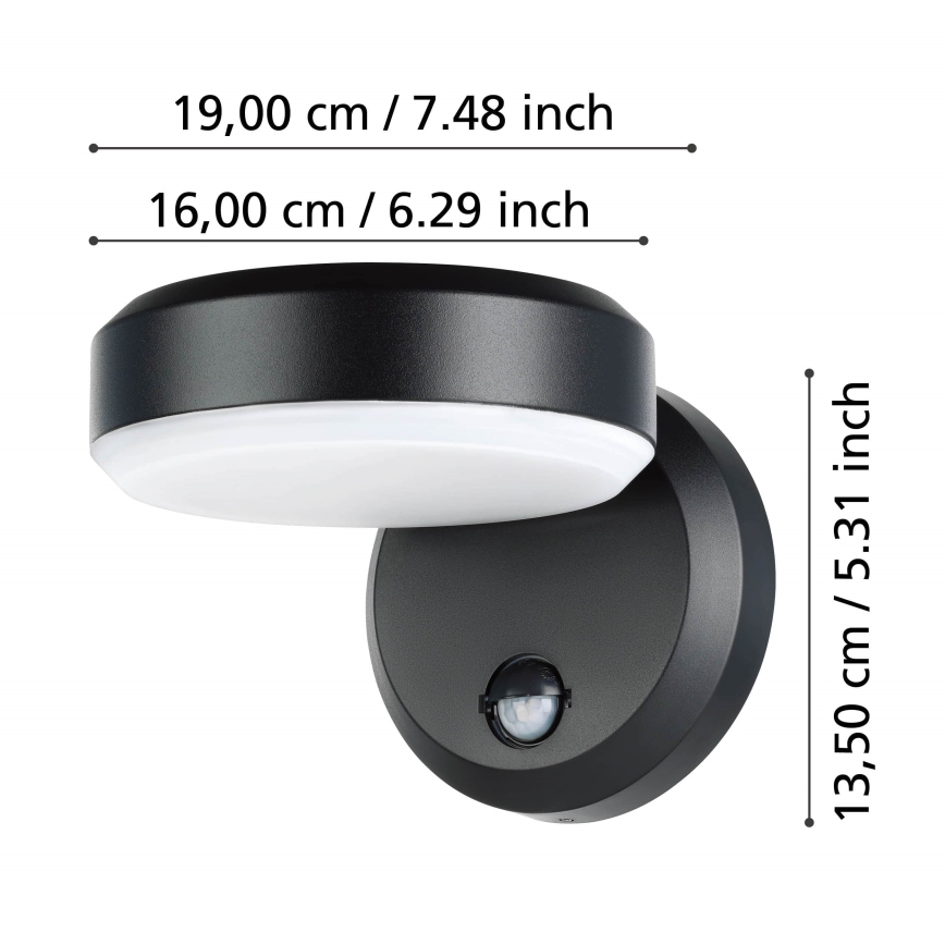 Eglo - Applique murale extérieure avec détecteur LED/10,8/230V IP44