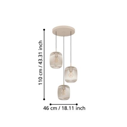 Eglo - Suspension filaire 3xE27/40W/230V beige