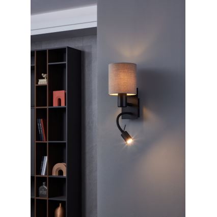 Eglo - Luminaire flexible 1xE27/40W/230V + LED/3,8W marron