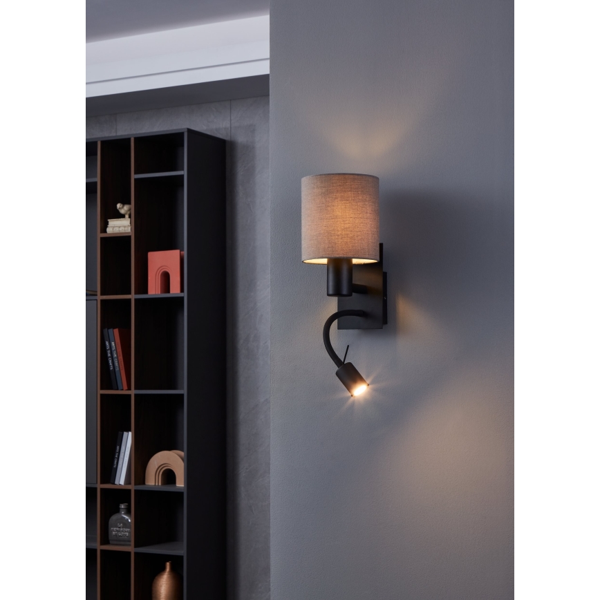 Eglo - Luminaire flexible 1xE27/40W/230V + LED/3,8W marron